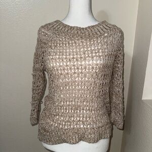 Beige Open-Knit Women's Sweater